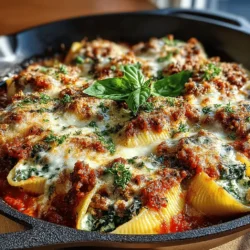 - 20 large pasta shells - 1 pound ground turkey - 2 cups fresh spinach, chopped - 1 cup ricotta cheese - 1 cup shredded mozzarella cheese - 1/2 cup grated Parmesan cheese - 1 small onion, diced - 2 cloves garlic, minced - 2 cups marinara sauce - 1 tablespoon olive oil - Salt and pepper to taste - Optional: Fresh basil for garnish