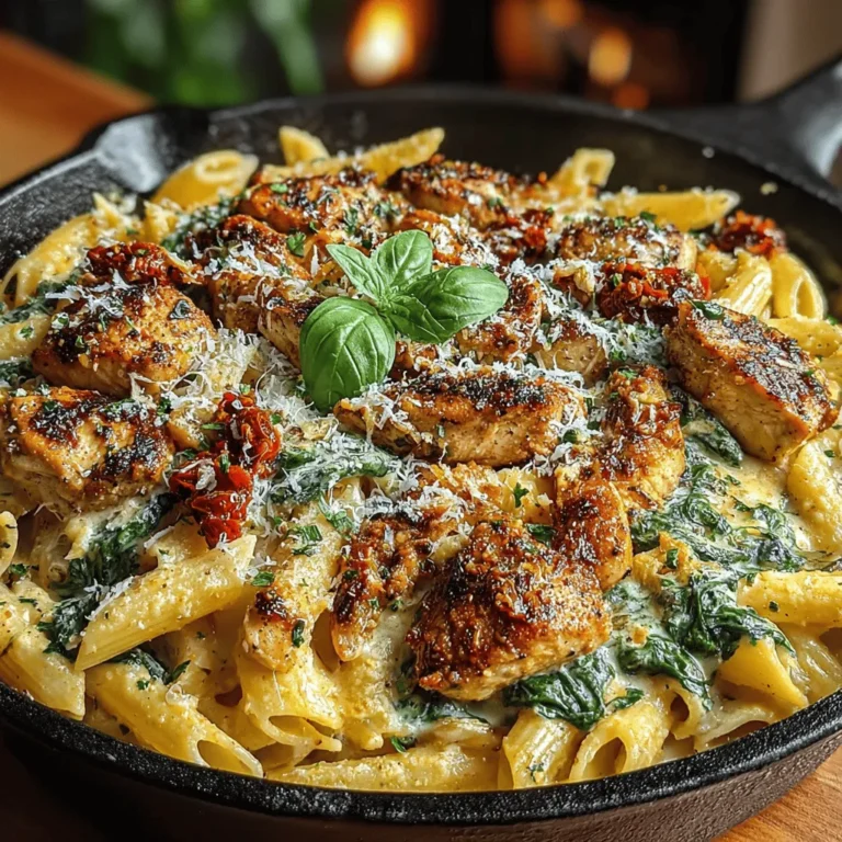 When it comes to quick and satisfying meals, the Creamy Chicken and Spinach Pasta Skillet stands out as a delightful option that combines flavor, nutrition, and ease of preparation. This dish is perfect for busy weeknights when you need to whip up something delicious without spending hours in the kitchen. With its creamy texture and savory flavors, it has become a family favorite, appealing to both adults and kids alike. The incorporation of fresh ingredients not only elevates the taste but also ensures a balanced meal, making it a go-to recipe for those looking to maintain a healthy diet.