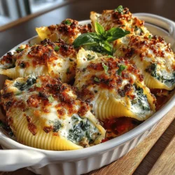 Cheesy Spinach and Tomato Stuffed Shells are a delightful blend of flavors and textures that make for a truly comforting meal. As you bite into these plump pasta shells filled with a creamy spinach and cheese mixture, you'll experience a satisfying combination of rich and tangy notes that are sure to please any palate. This dish not only serves as a hearty family dinner but also shines at gatherings and potlucks, inviting everyone to dig in and enjoy.