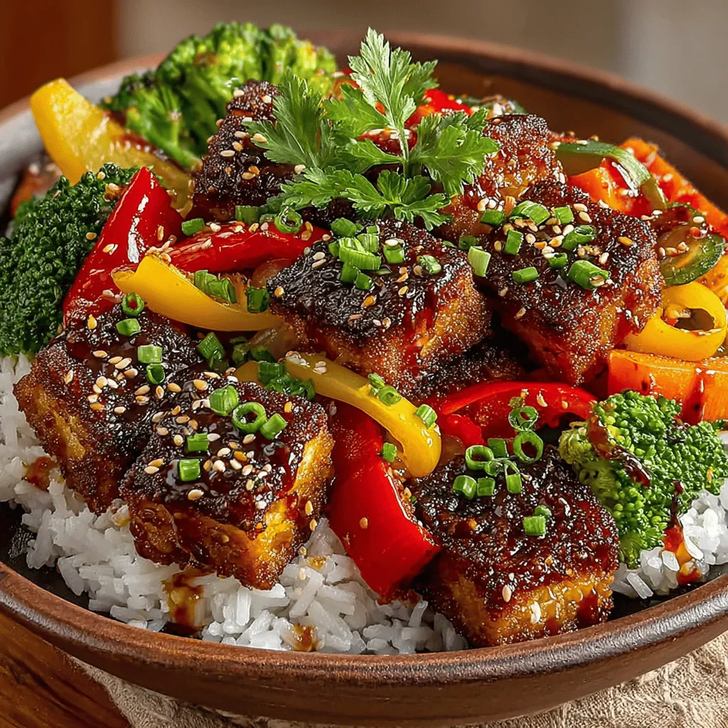 - 1 cup jasmine or brown rice - 1 block firm tofu - 2 tablespoons soy sauce - 1 tablespoon sesame oil - 2 cloves garlic, minced - 1 inch ginger, grated - 2 cups mixed vegetables (e.g., bell peppers, broccoli, carrots, snap peas) - Salt and pepper to taste - Optional: green onions or sesame seeds for garnish