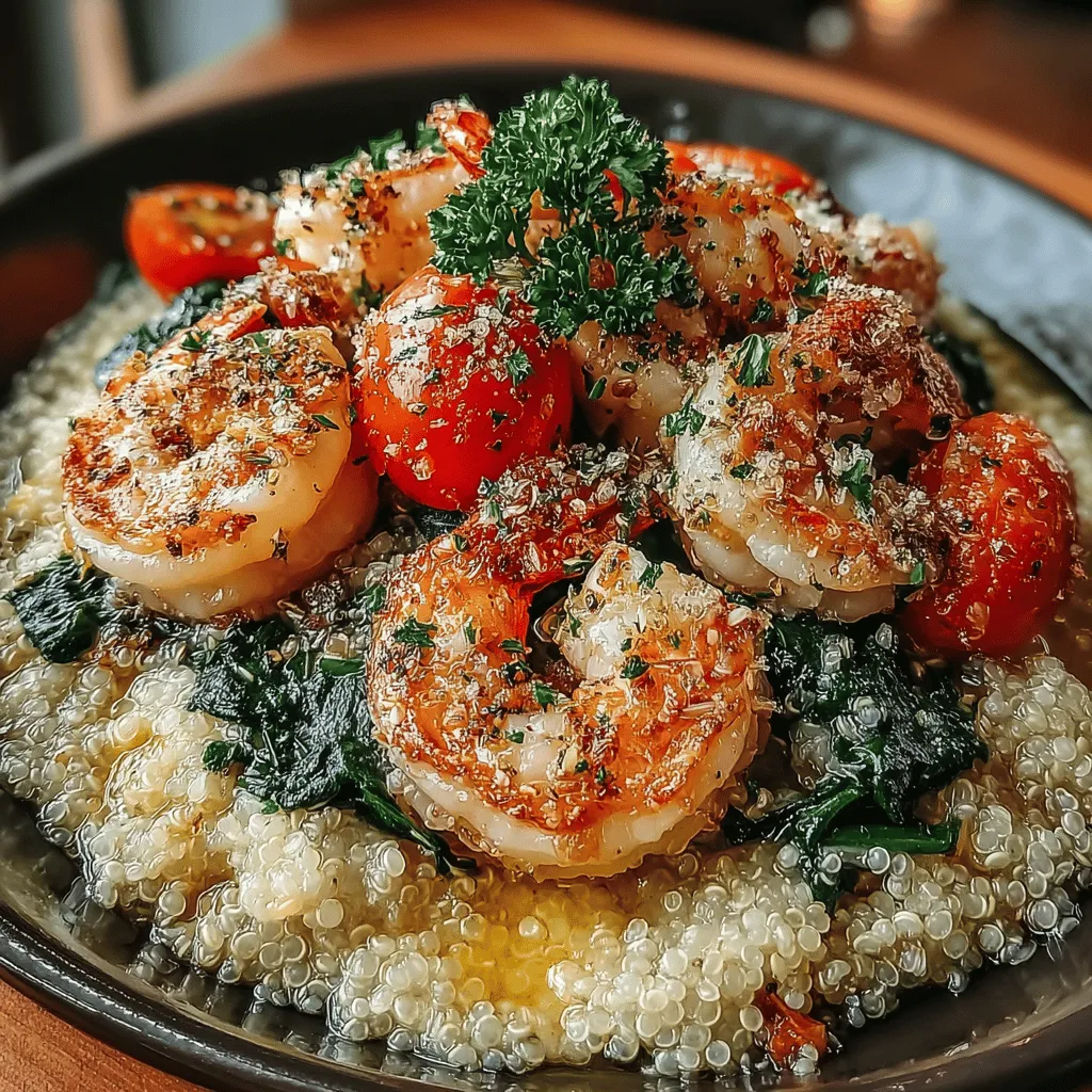 Zesty Lemon Garlic Shrimp & Quinoa Delight is a vibrant and nourishing dish that beautifully combines succulent shrimp with protein-packed quinoa. This dish bursts with flavor thanks to the zesty lemon and aromatic garlic, making it a delightful choice for any occasion. Whether you're whipping up a quick weeknight dinner or hosting friends for a casual gathering, this recipe is sure to impress. The harmonious blend of ingredients not only tantalizes the taste buds but also offers a nutritious meal that supports a balanced diet.