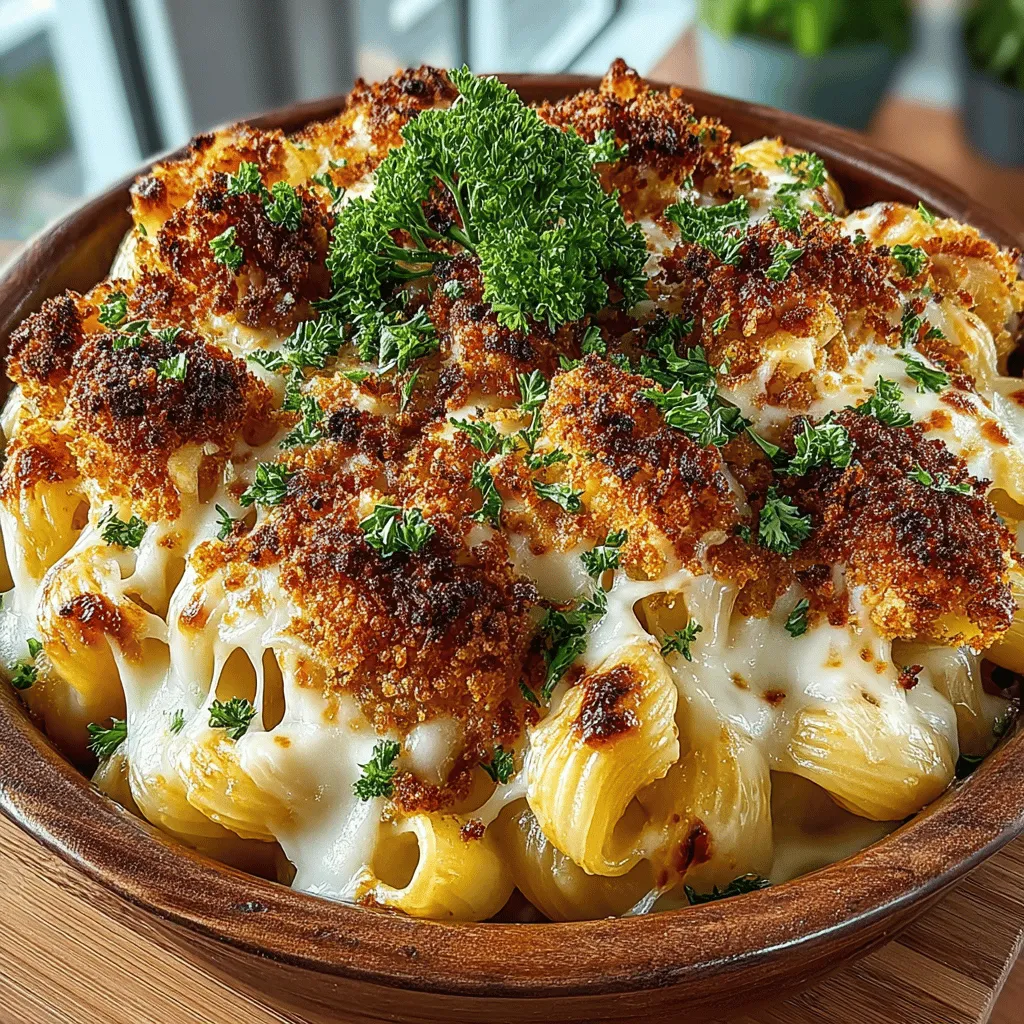 - 8 ounces elbow macaroni - 2 cups sharp cheddar cheese, shredded - 1 cup mozzarella cheese, shredded - 1/2 cup Parmesan cheese, grated - 3 tablespoons unsalted butter - 3 tablespoons all-purpose flour - 3 cups milk - 1 teaspoon garlic powder - 1 teaspoon onion powder - 1 teaspoon mustard powder - Salt and pepper, to taste - Optional: cayenne pepper, to taste - Optional: breadcrumbs for topping