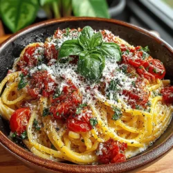 Quick & Creamy Tomato Basil Pasta is a comforting dish that can be prepared in just 25 minutes, making it an ideal choice for busy weeknights. This recipe boasts rich flavors and a creamy texture, thanks to the combination of fresh ingredients and simple preparation steps. Whether you are cooking for your family, hosting a gathering, or enjoying a cozy meal for one, this pasta dish is versatile and satisfying. The delightful blend of tomatoes, basil, and cream creates an irresistible meal that will have everyone coming back for seconds.