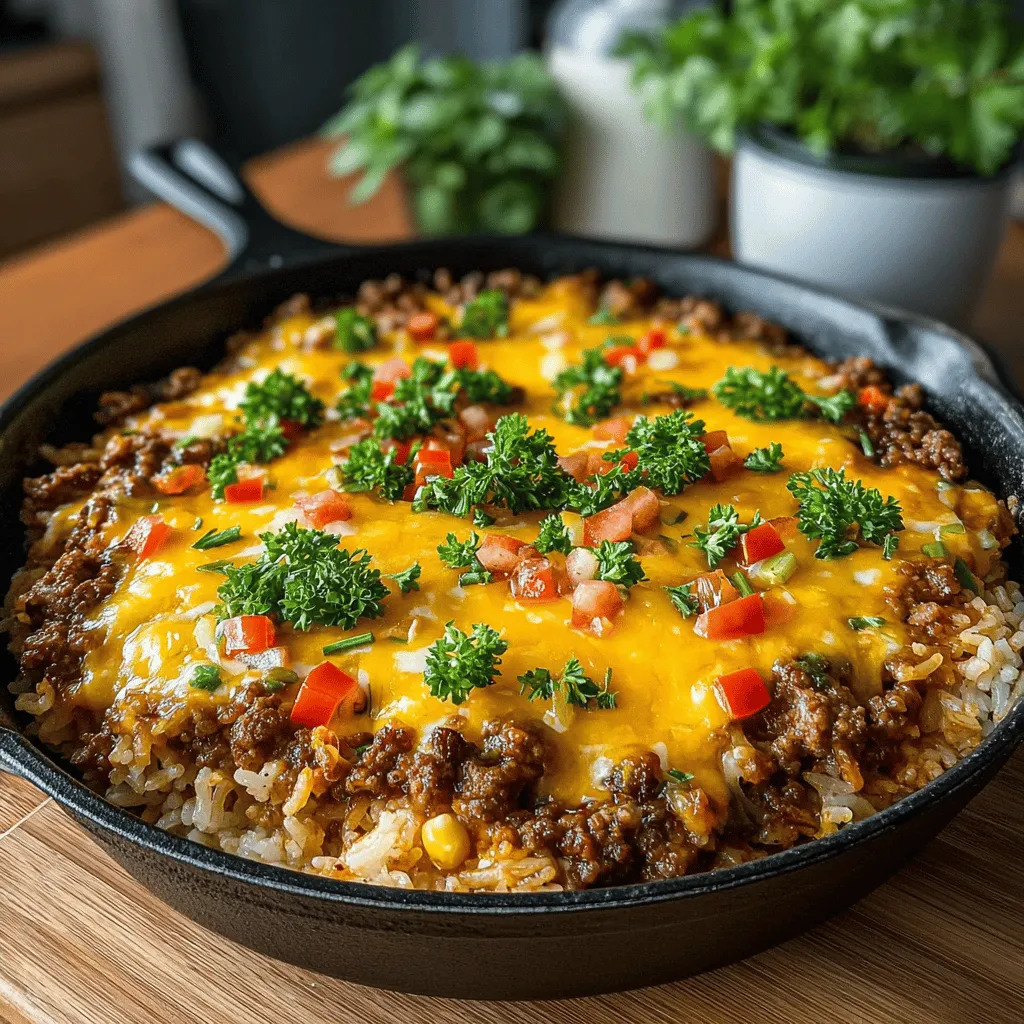 In the world of weeknight dinners, simplicity and flavor reign supreme. One-Pan Cheesy Beef and Rice Skillet is a perfect example of a dish that embodies both. This hearty meal not only combines protein, grains, and vegetables but also offers a comforting cheesy touch that appeals to both adults and kids alike. With minimal cleanup and a cooking time of just 40 minutes, this recipe is a surefire way to ease the chaos of busy evenings.