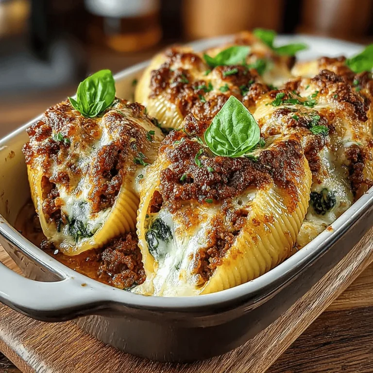 Savory stuffed shells are a comforting meal that brings warmth and satisfaction to any dining table. This recipe features a delightful combination of ground turkey and fresh spinach, offering a healthier alternative to traditional stuffed pasta dishes. Not only is this dish rich in flavor, but it also incorporates wholesome ingredients, making it perfect for family dinners or meal prep. Packed with protein and nutrients, these stuffed shells will quickly become a favorite in your household.