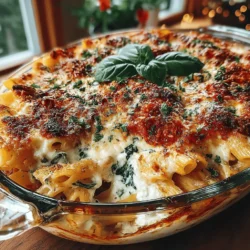 - 12 oz ziti pasta - 2 cups fresh spinach, roughly chopped - 15 oz ricotta cheese - 2 cups marinara sauce - 2 cups shredded mozzarella cheese - 1/2 cup grated Parmesan cheese - 1 large egg - 2 cloves garlic, minced - 1 tsp dried oregano - 1 tsp salt - 1/2 tsp black pepper - Fresh basil leaves for garnish (optional)
