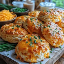In the realm of comfort food, few things rival the warmth and satisfaction of freshly baked biscuits. The Golden Cheddar & Chive Biscuits stand out not just for their golden hue and irresistible aroma, but also for their delightful blend of sharp cheddar cheese and fresh chives. Whether enjoyed warm from the oven or served alongside a hearty meal, these biscuits are sure to become a beloved staple in your kitchen.
